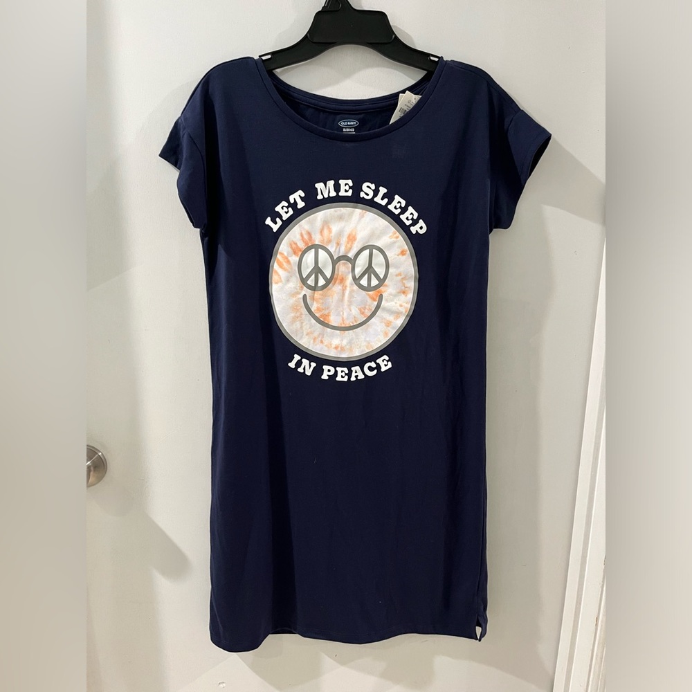 Old Navy Graphic Tee Nightgown, "Let Me Sleep in Peace", girls size XL, new!